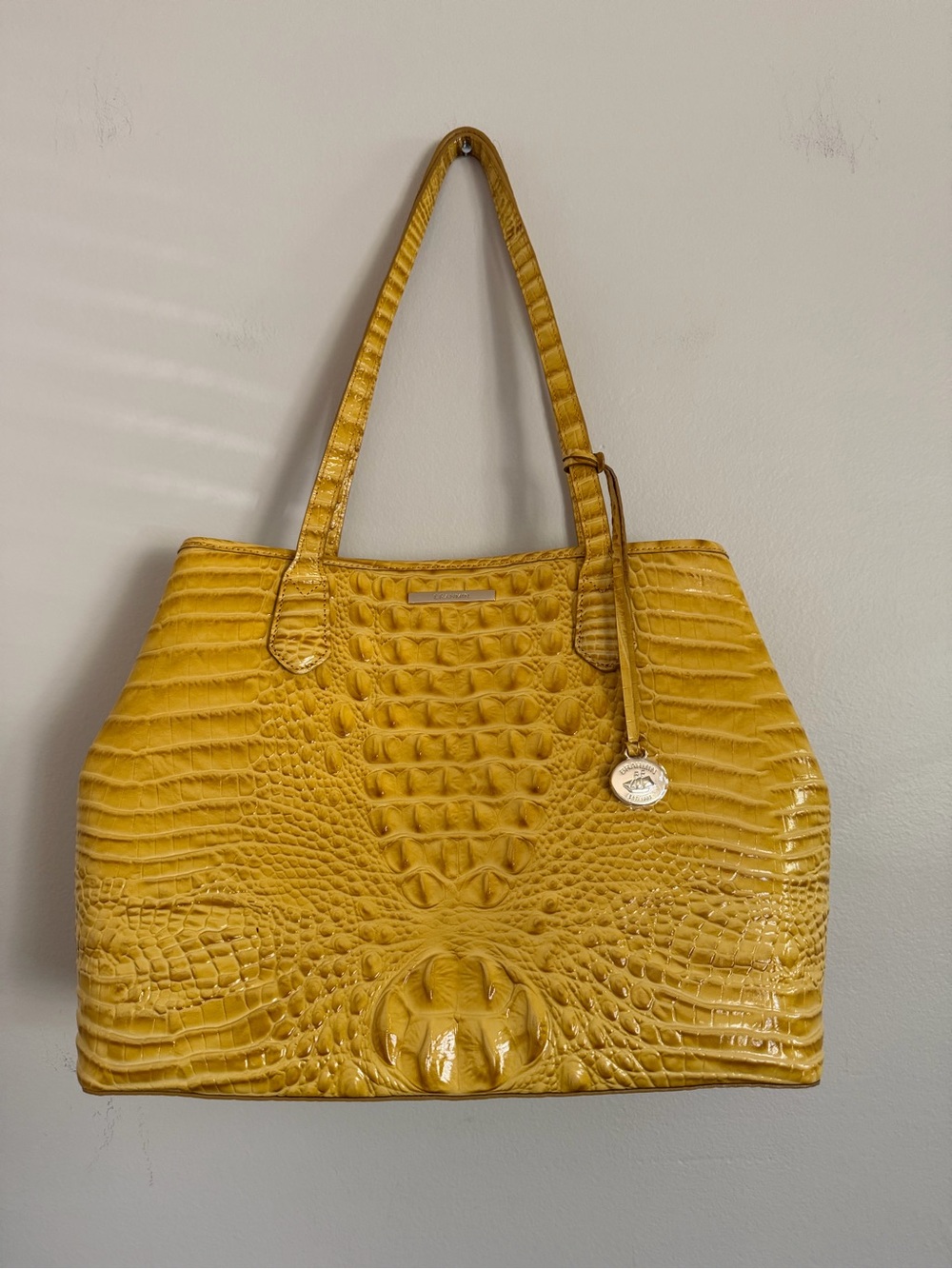 Brahmin Jane Tote Sunflower Melbourne Yellow Croc Embossed Leather Dust Bag
